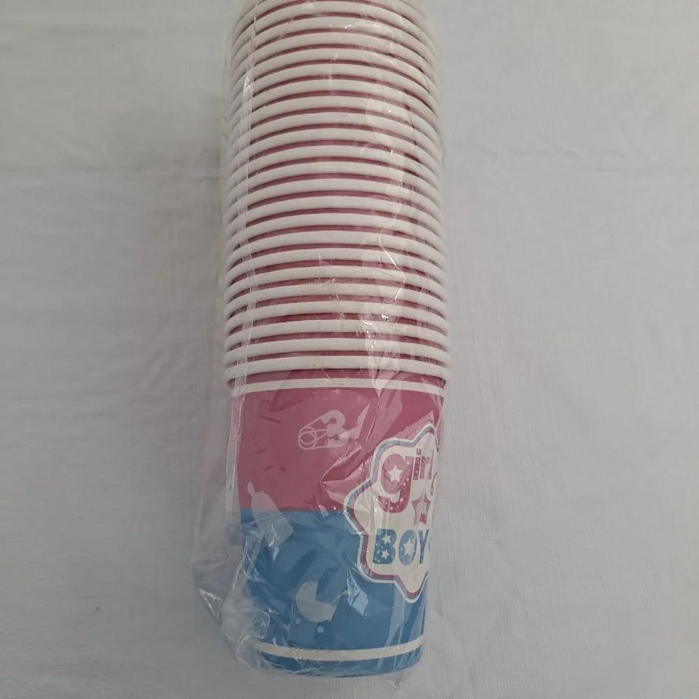 Gender Reveal Party Cups Girl Or Boy Paper Punch Drinking 24 count